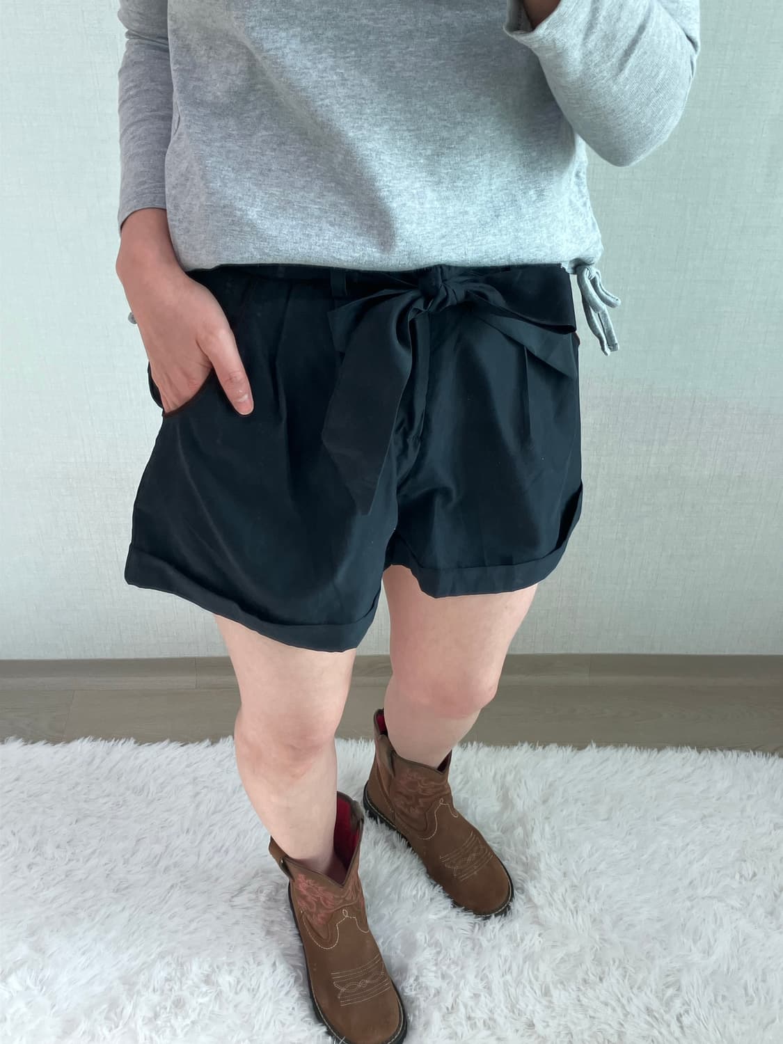 jpn vintage 블랙 리본 반바지 y2k 스트릿 갸루 펑키 fabr 상품이미지5