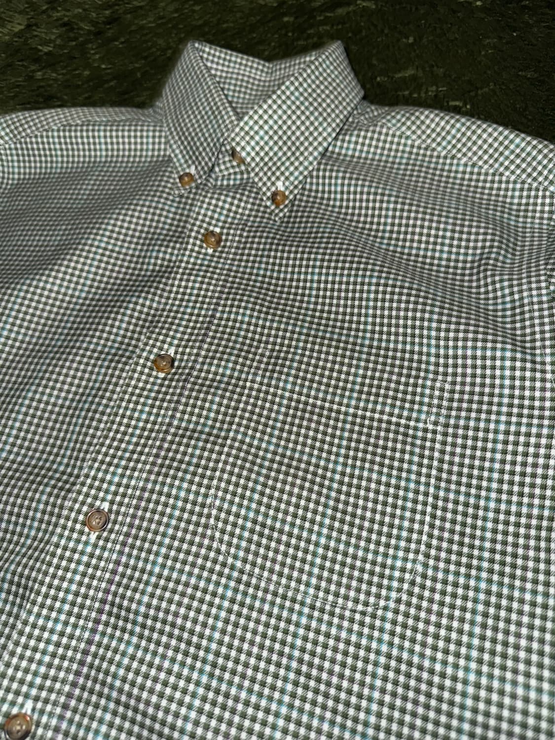 [M] 브룩스 브라더스 재팬 코튼 체크 셔츠 그린 상품이미지5