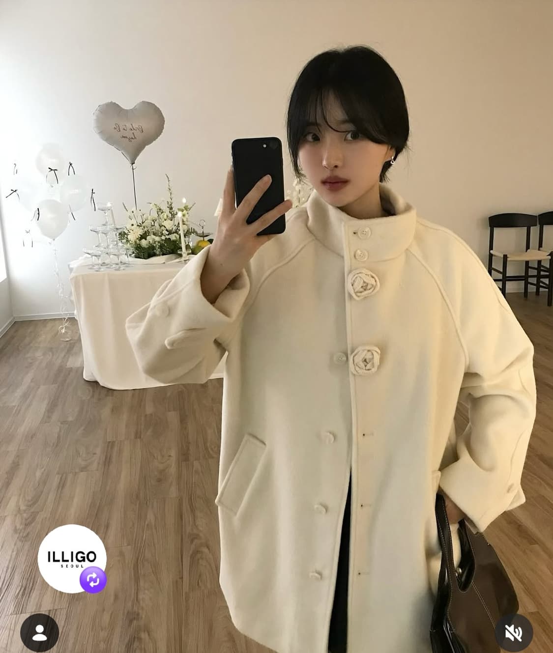 일리고 플레르 하프 코트 아이보리 상품이미지2