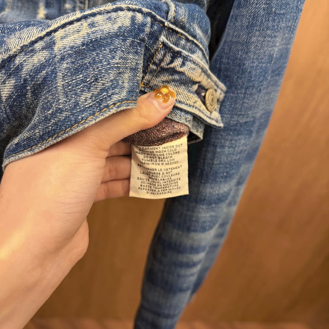 데님 앤 서플라이 데님 자켓 코듀로이 카라 디스트로이드 워싱 디테일 블루 상품이미지8