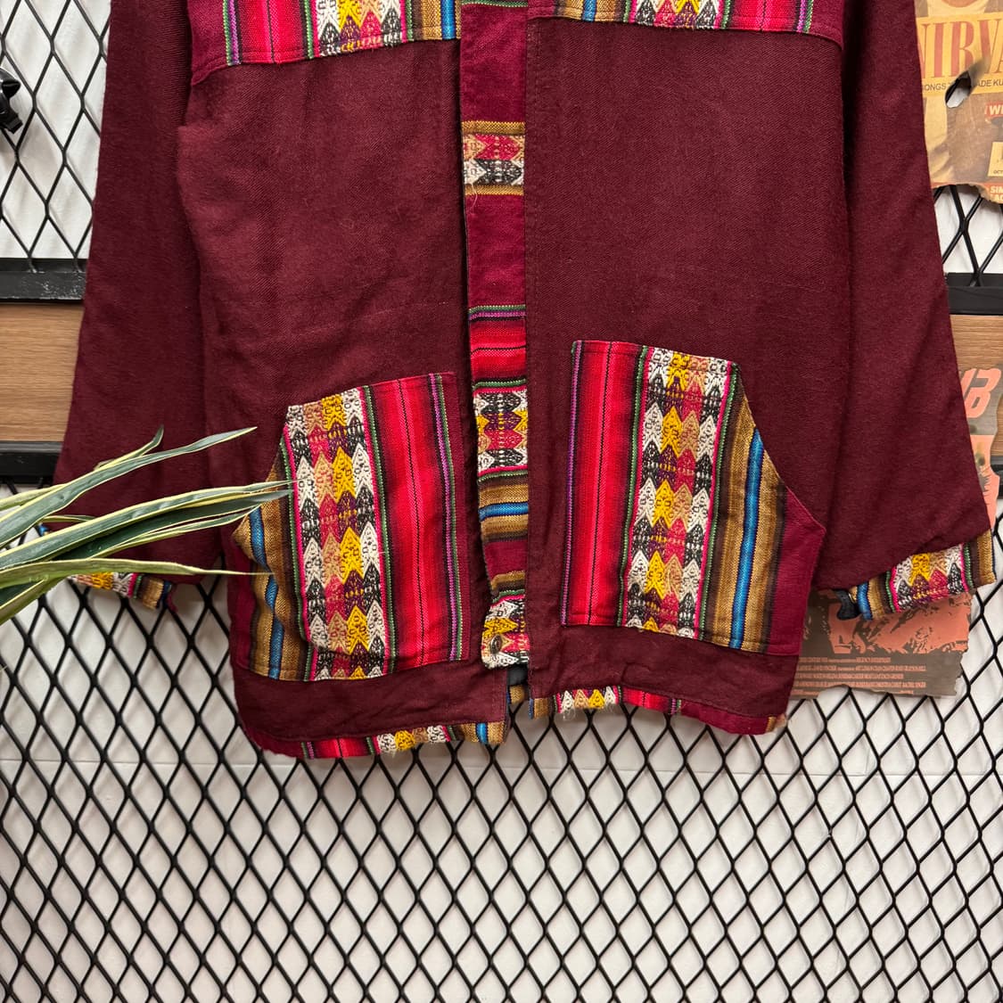JPN VINTAGE 에스닉 패턴 패치워크 코튼 자켓 레드 상품이미지4