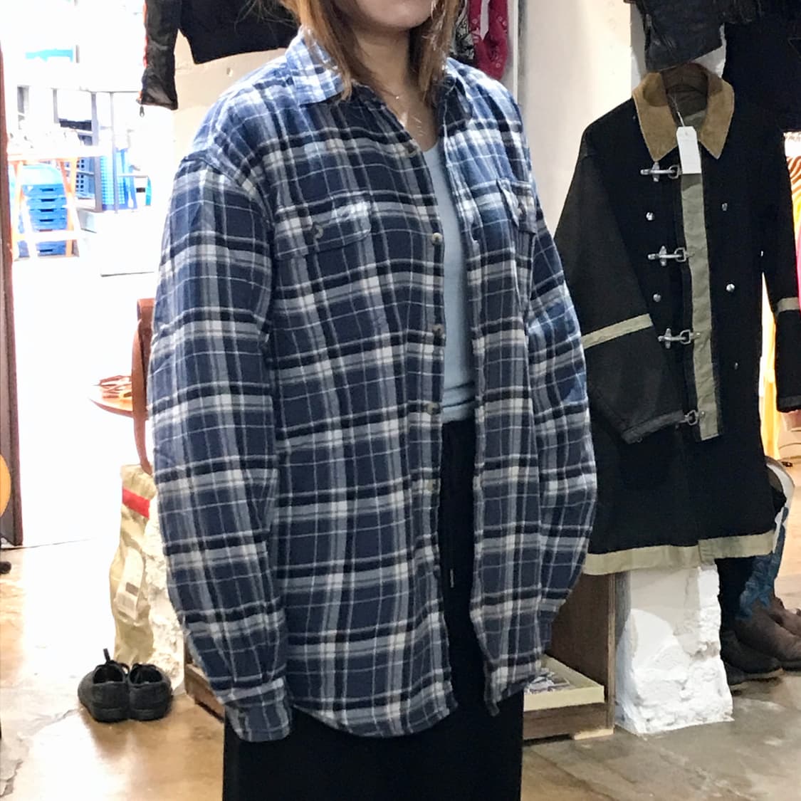 랭글러 라이트 네이비 타탄 체크 양털 셰르파 자켓 남성 110  상품이미지6