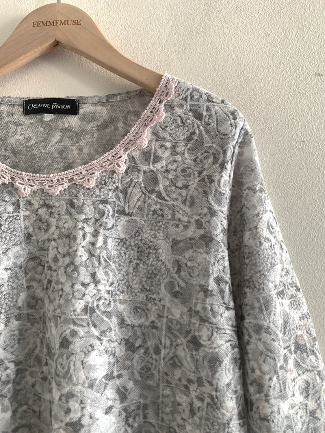 Lace Collar Pattern Blouse T 상품이미지2