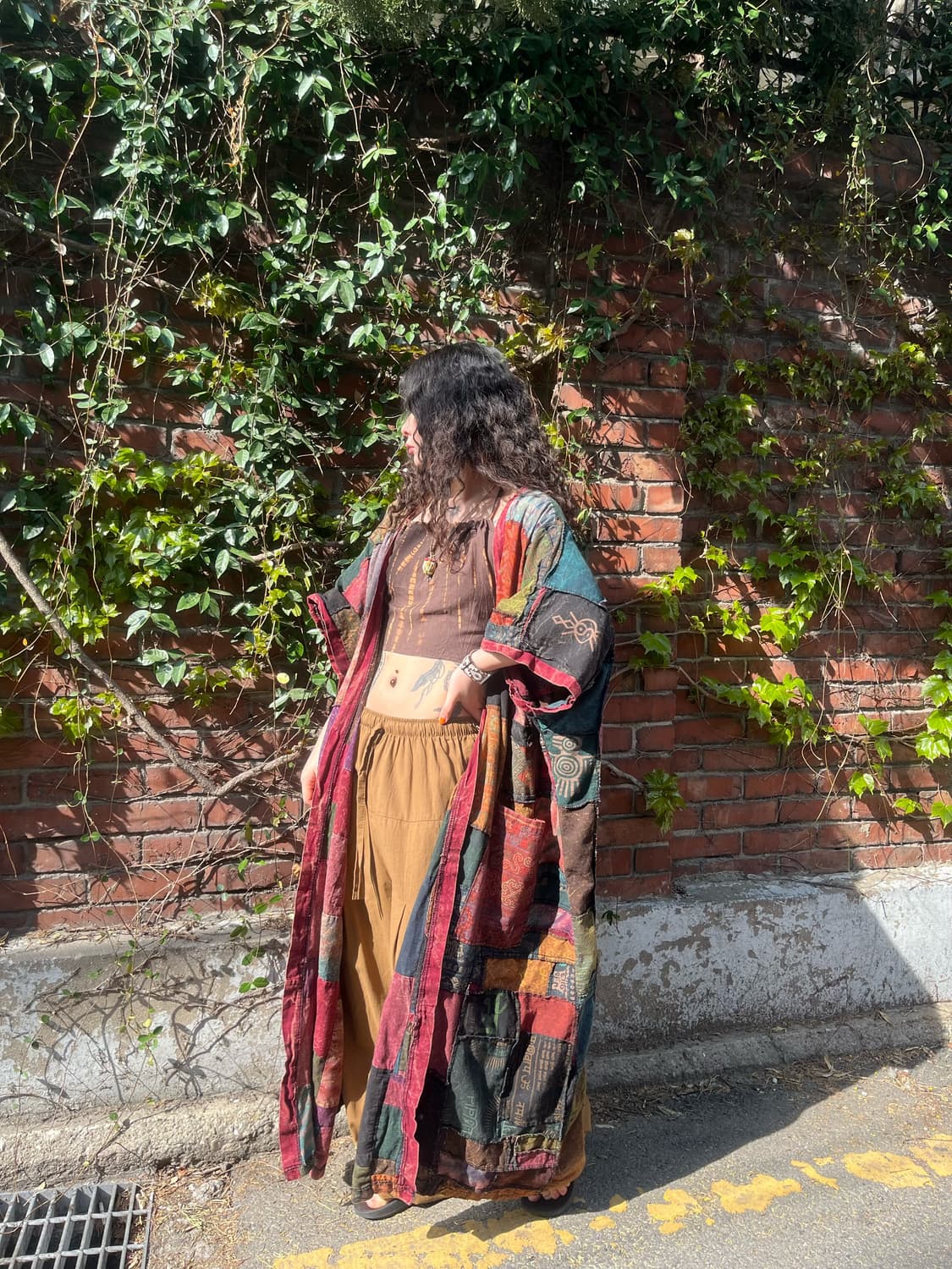 히피 에스닉 패치워크 롱 로브 상품이미지3