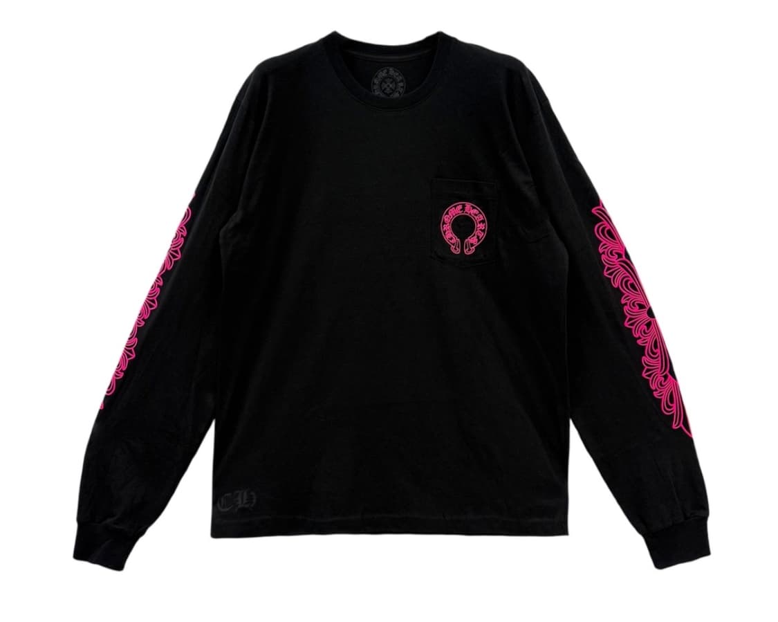 크롬하츠 홀스슈 롱슬리브 티셔츠 블랙핑크 L 새상품 상품이미지1