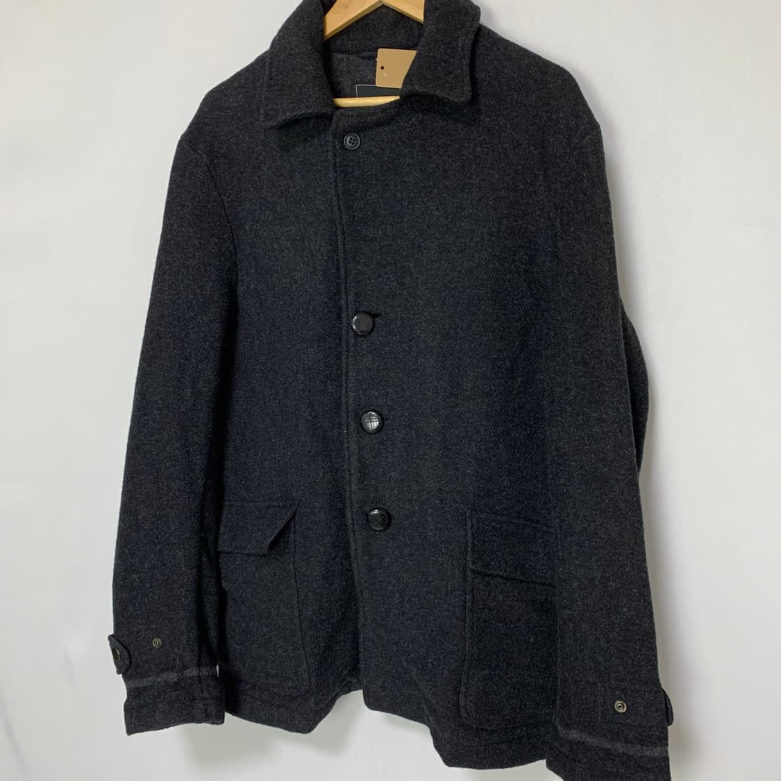 아비렉스 빈티지 차콜 버튼 모직 숏코트 L 상품이미지2