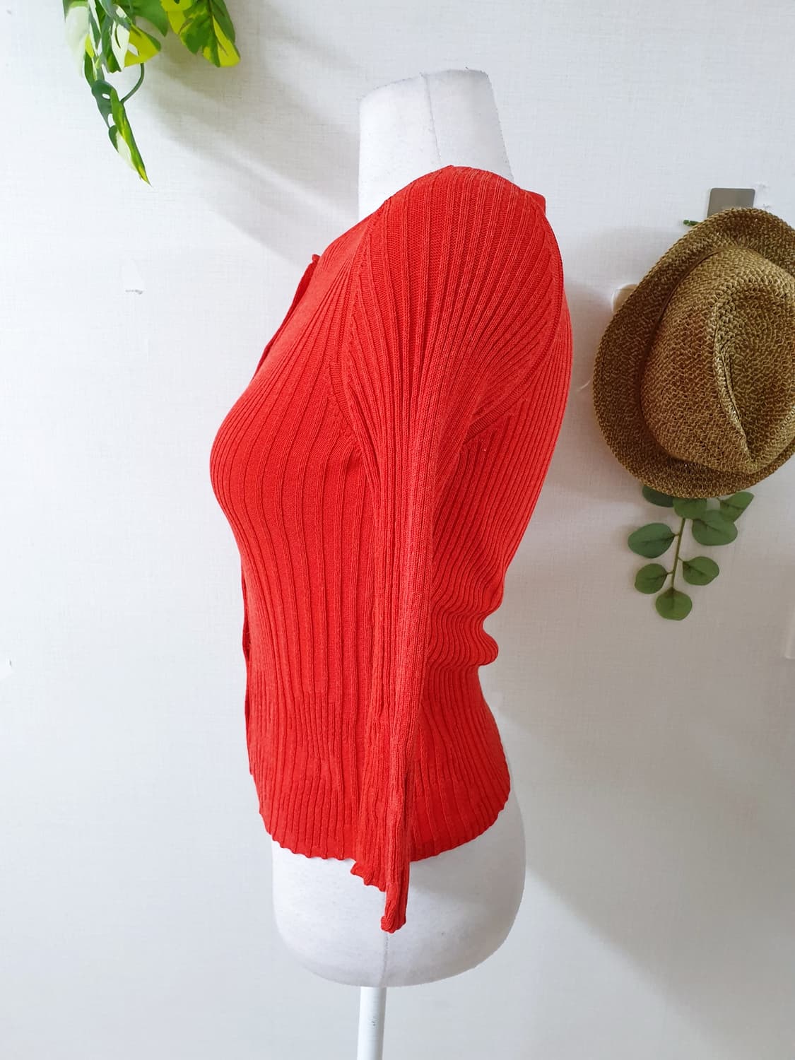 발렌티노 정품 이태리산 골지가디건 44 55 오렌지레드 상품이미지5