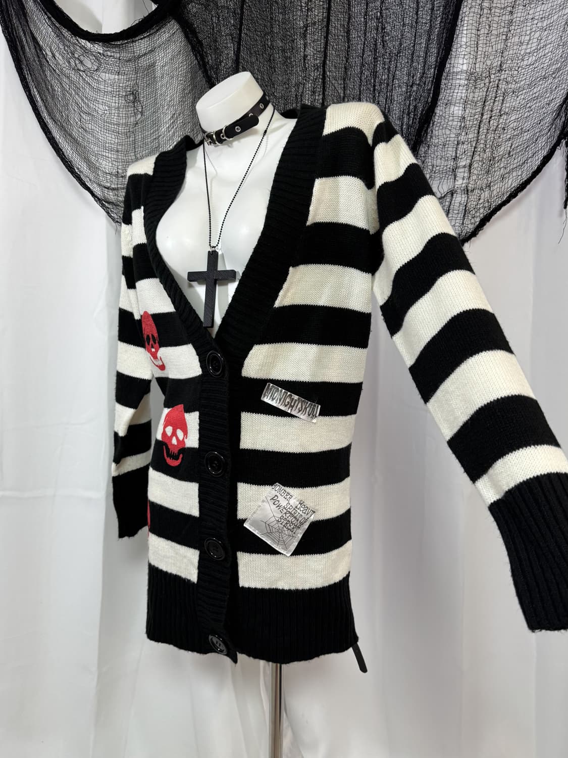 stripe skull cardigan 상품이미지1