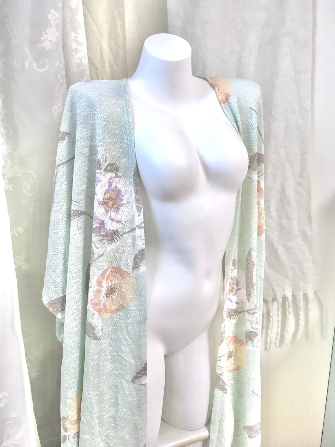 오리엔탈 플라워 민트 롱 가디건  상품이미지2