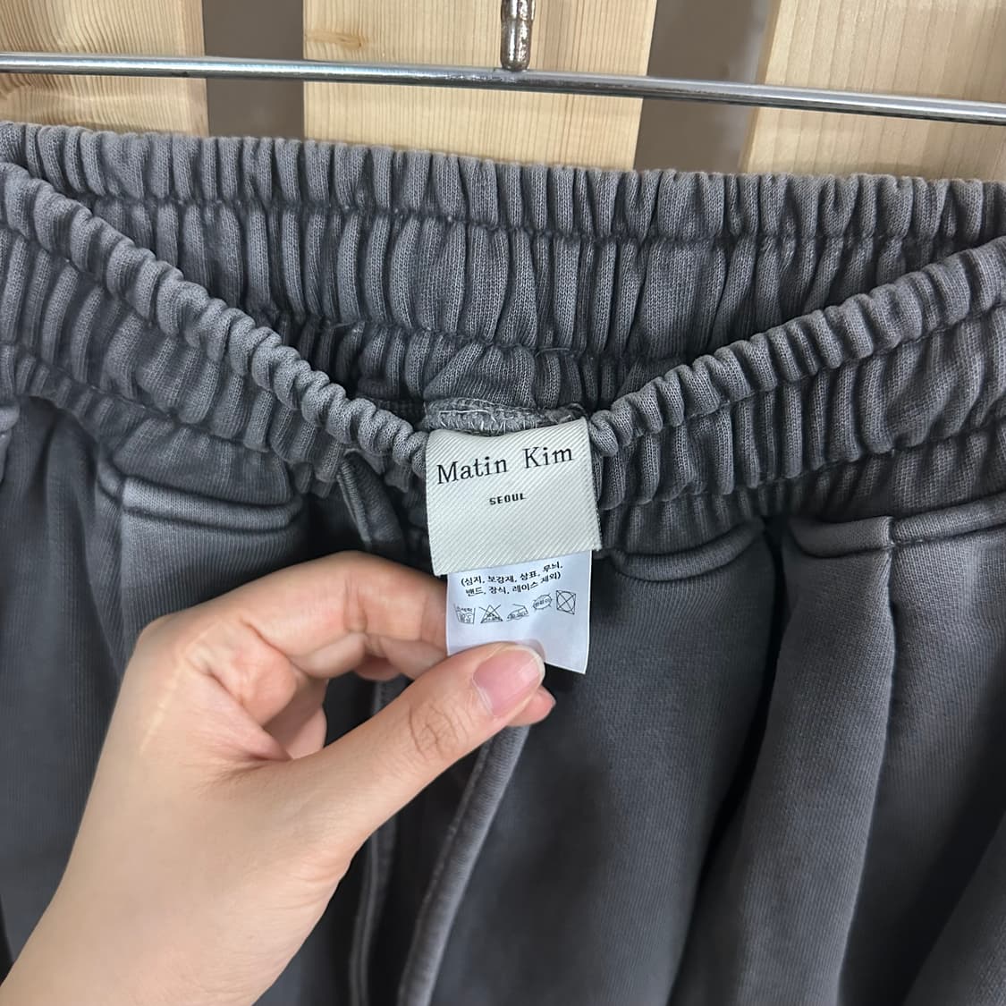 (M) 마뗑킴 피그먼트 와이드 스웨트 팬츠 코튼 그레이 상품이미지5