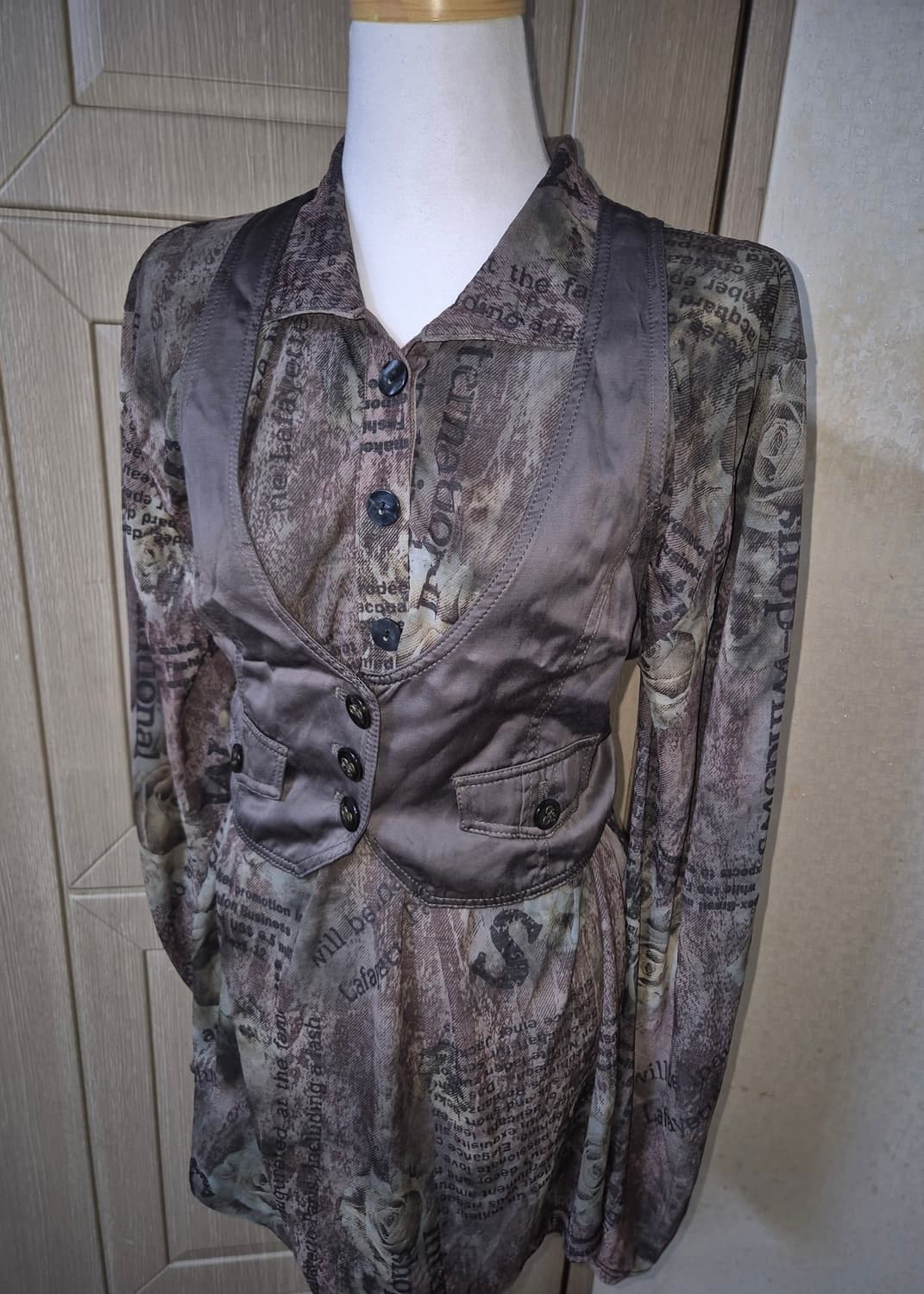 핀터깔 너드 그런지 페어리 셔츠베스트 세트 상품이미지1