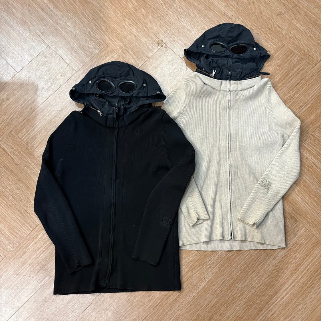 씨피컴퍼니 오트밀 니트 고글 후디 자켓 상품이미지9