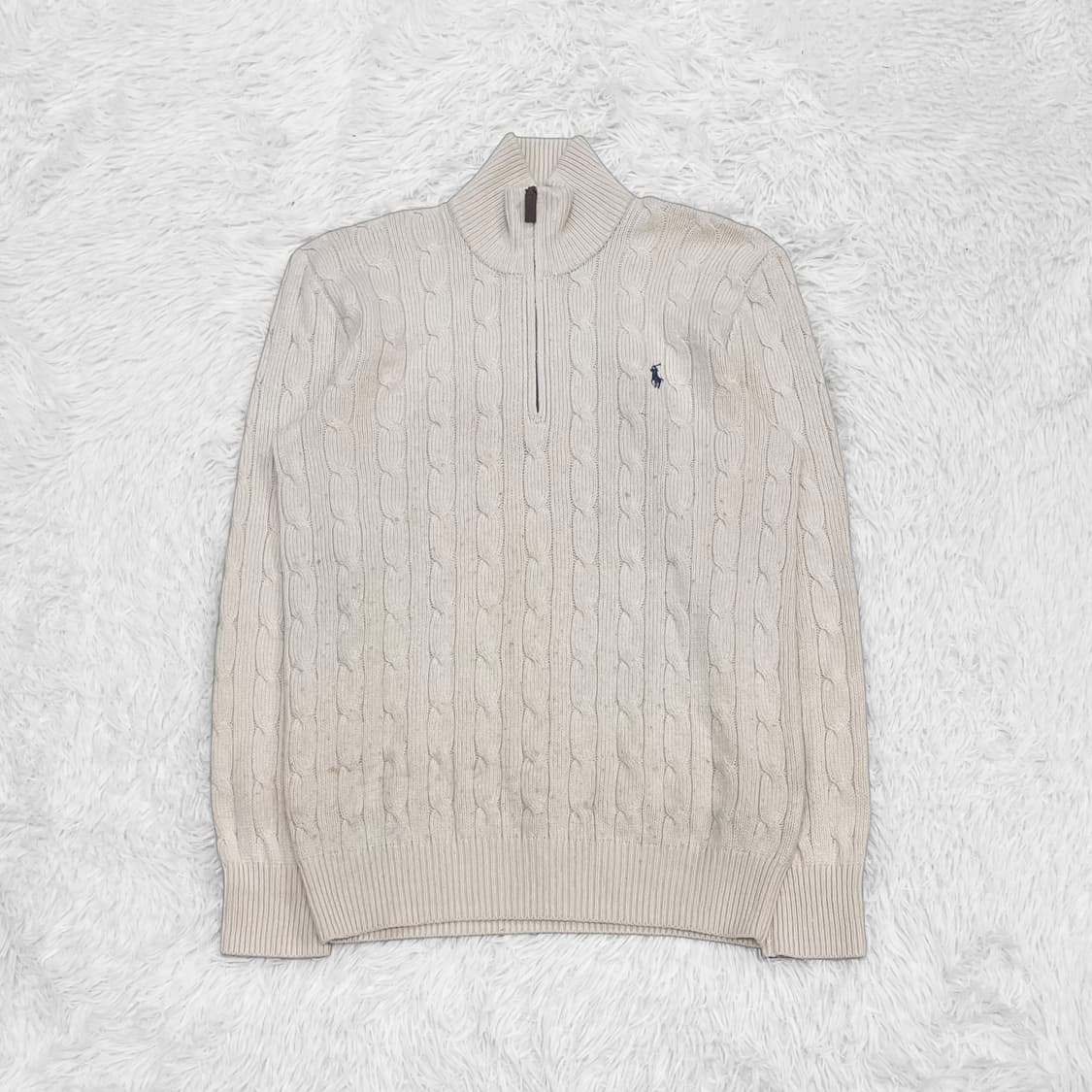 폴로 랄프로렌 포니 로고 케이블 반집업 니트 아이보리 상품이미지2