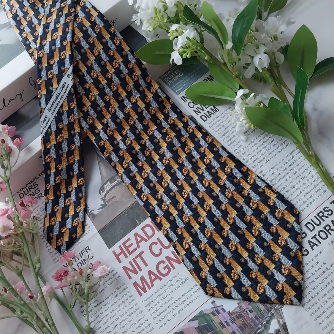 제냐 실크 네이비 기하 패턴 넥타이 10.1cm A+등급 K1791
 상품이미지4