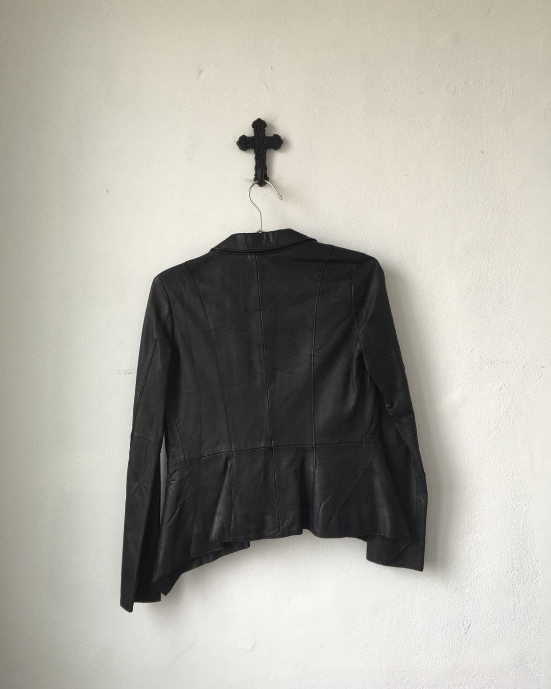 Drape point leather open jacket 상품이미지4