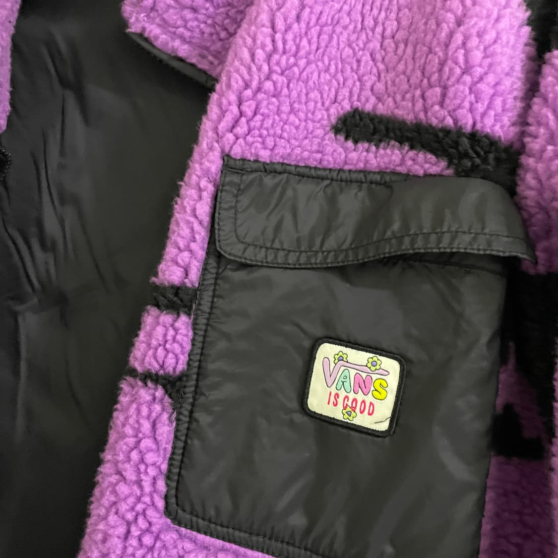 [xl] 반스 후리스 뽀글이 집업 퍼플 얼룩패턴 셰르파 자켓 상품이미지4