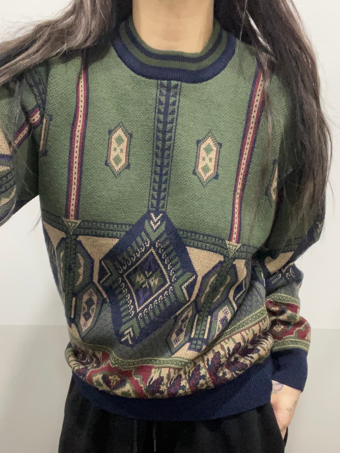 (빈티지) mario giorgio 마리오 조르지오 패턴 울 니트 상품이미지1