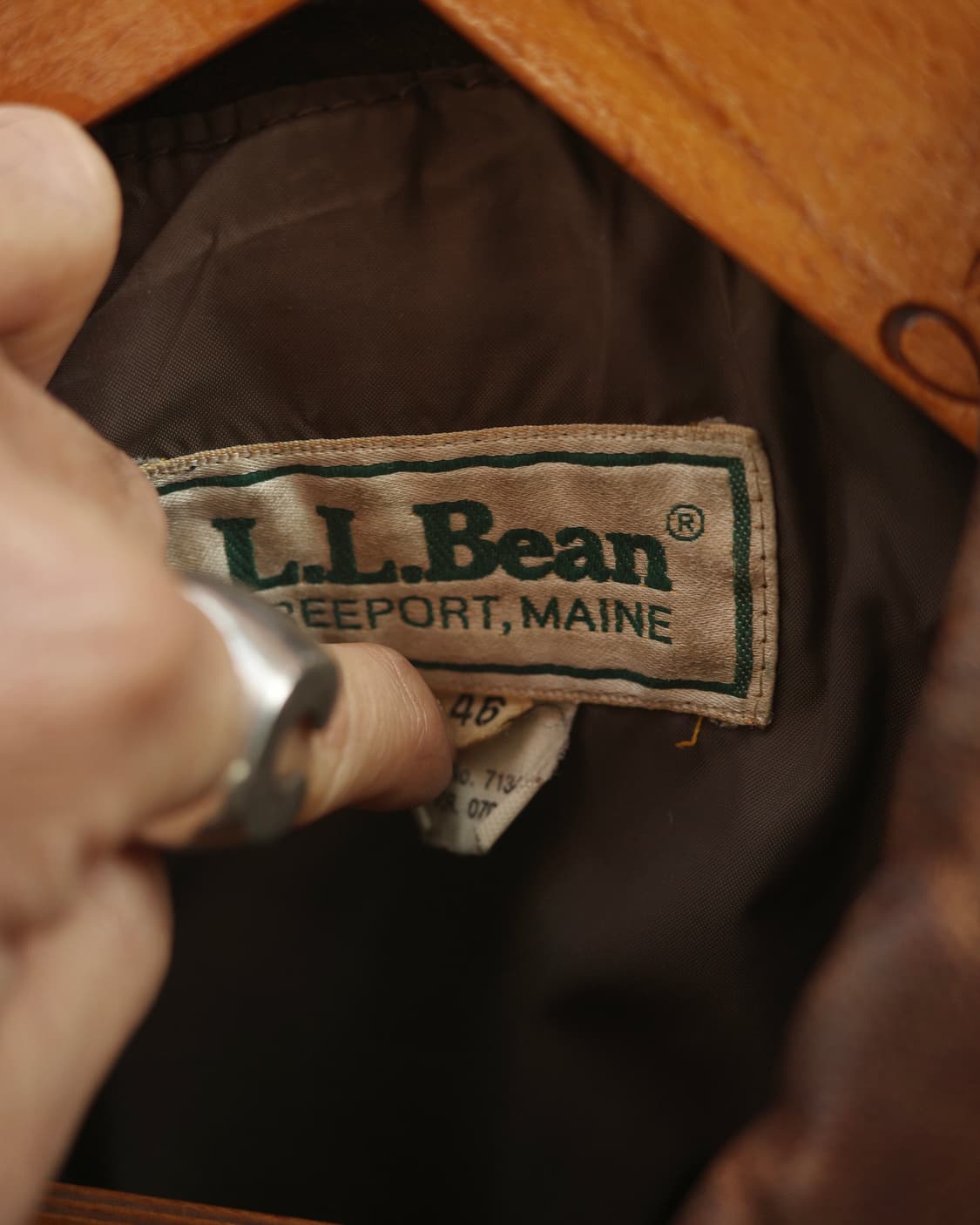 80s 90s L.L.bean 에이징 고트스킨 a-2 레더 자켓 상품이미지3