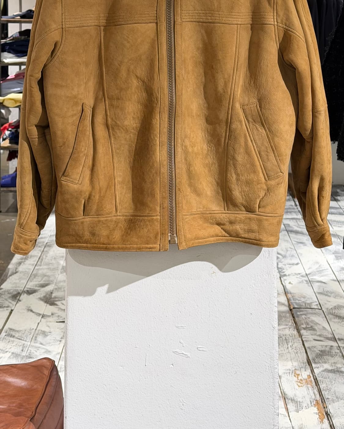 빈티지 그레잇 초이스 베이지 뉴질랜드 양가죽 집업 무스탕 상품이미지5