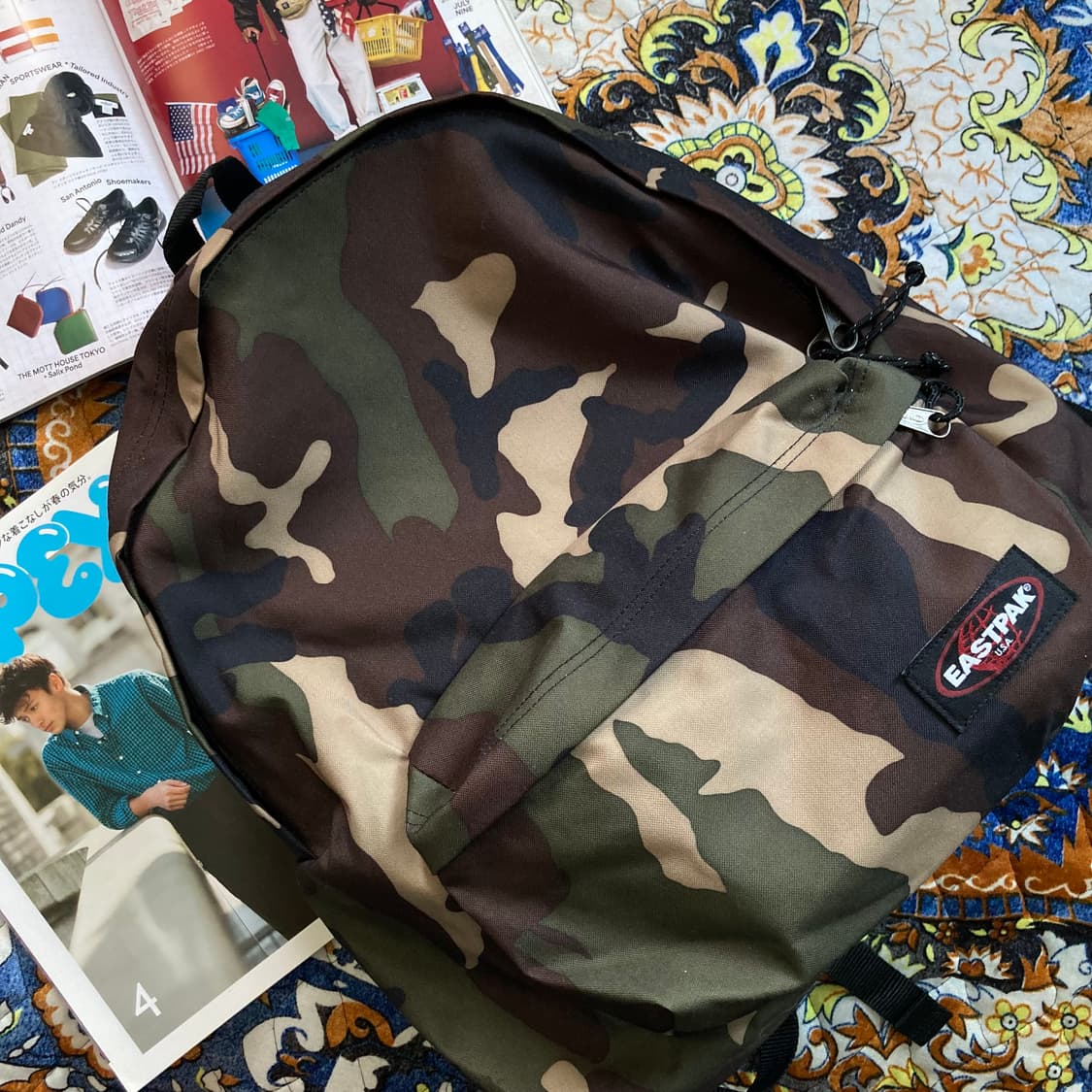 빈티지 Eastpak 이스트팩 밀리터리 카키 카모플라쥬 백팩 가방 상품이미지1