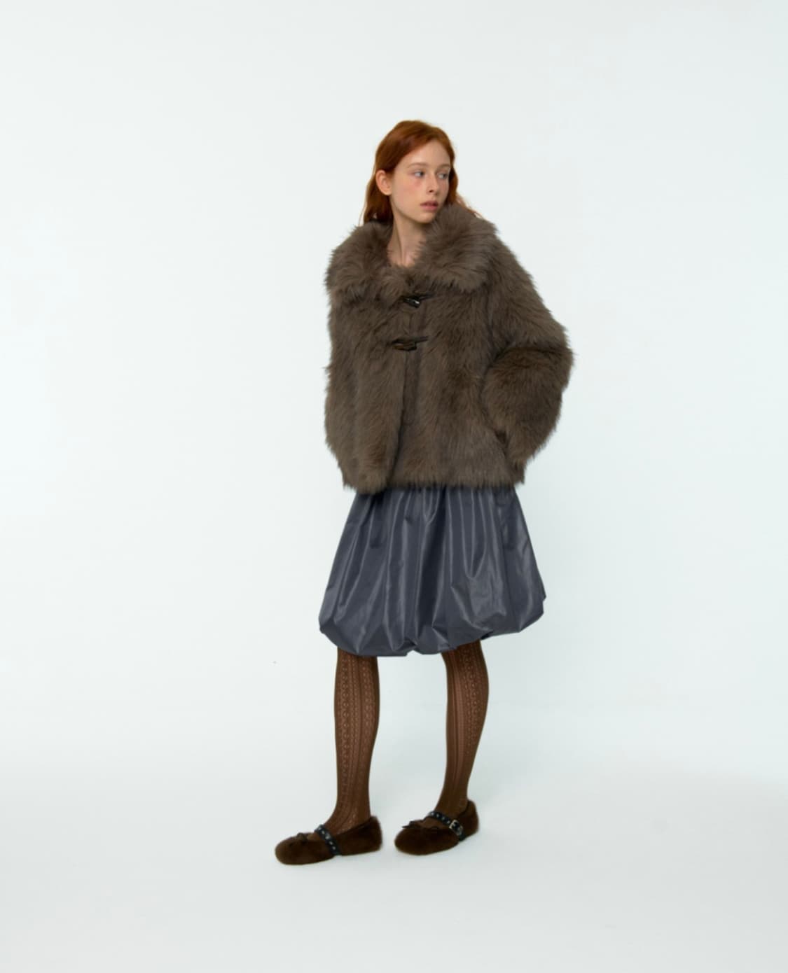 루루서울 Fluffy Double Fur Jacket Ash Brown 상품이미지3