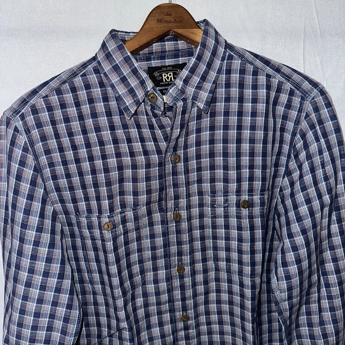 RRL 더블알엘 코튼 린넨 워크셔츠 블루 상품이미지3