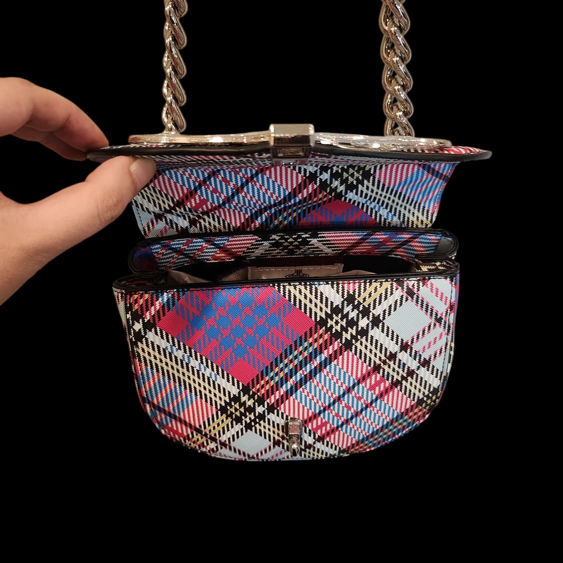 [정품] 비비안 웨스트우드 ORB 소피아 타탄 체크 새들백 숄더백 가방 상품이미지4