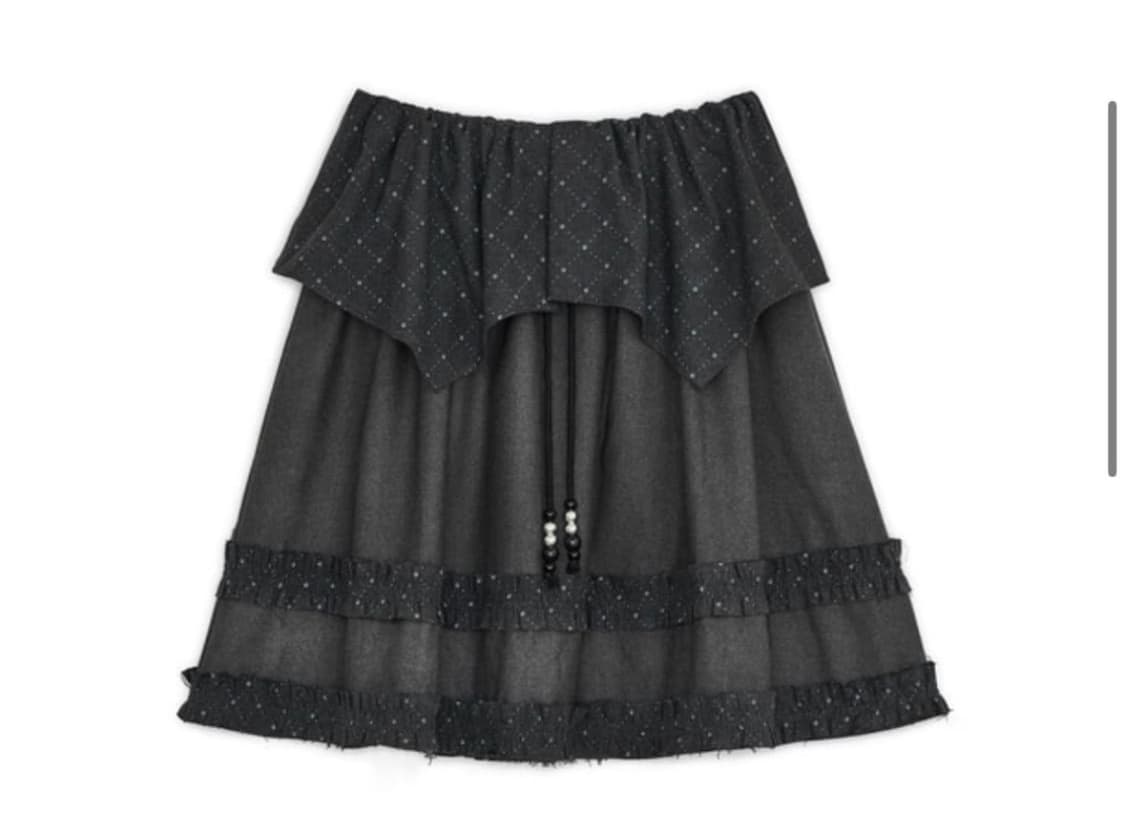 허그유어스킨 아가일 케이프 미디 스커트 차콜 상품이미지3