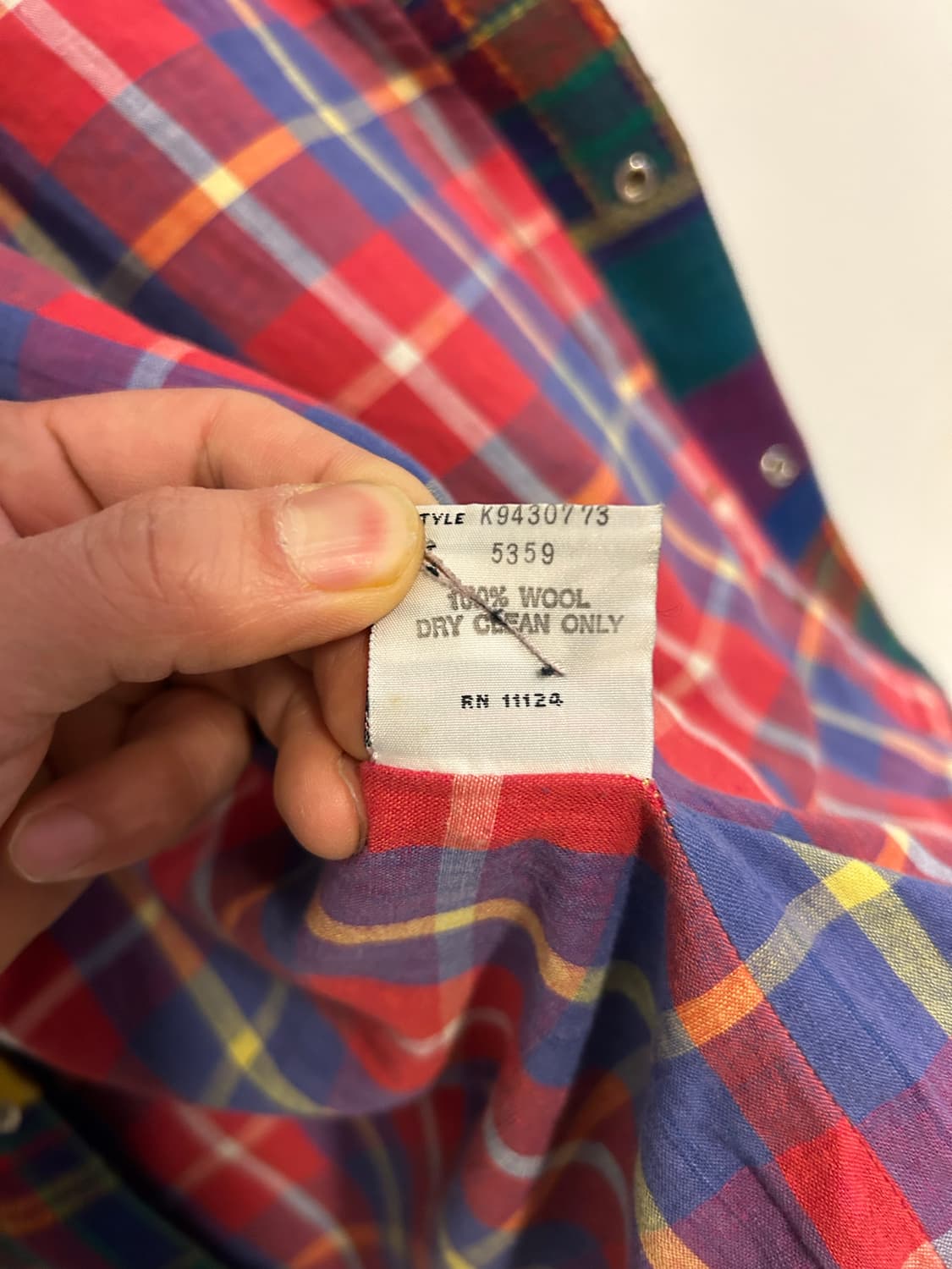 90s USA 게스 울 패치워크 자켓 상품이미지4