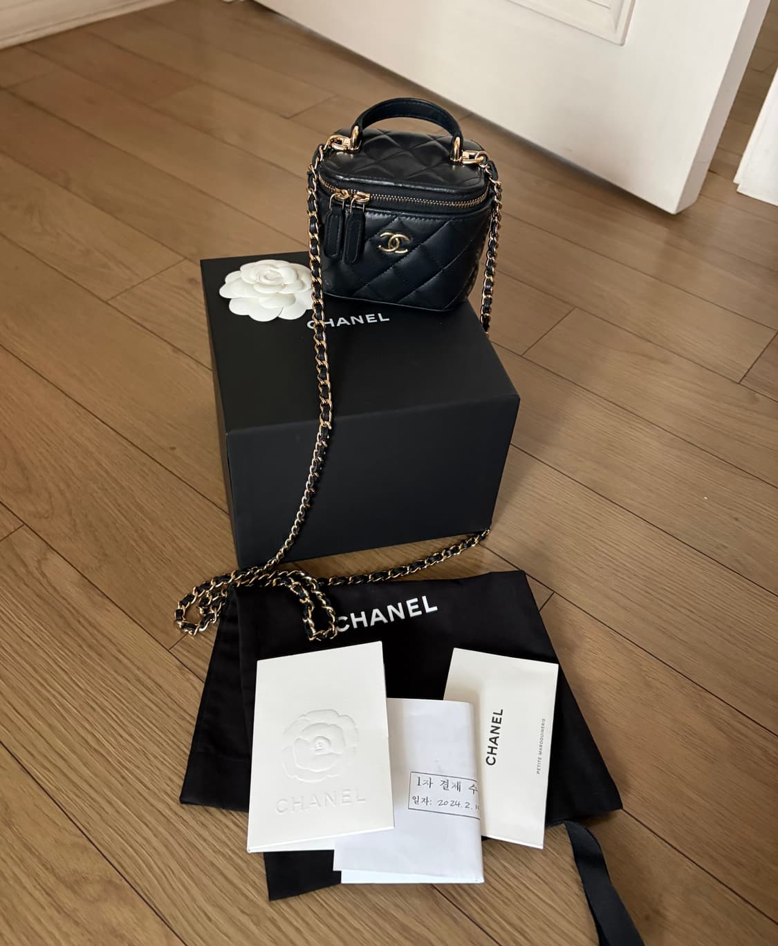 [정품] 샤넬 탑핸들 베니티 정사각 샴골 내장칩 상품이미지2