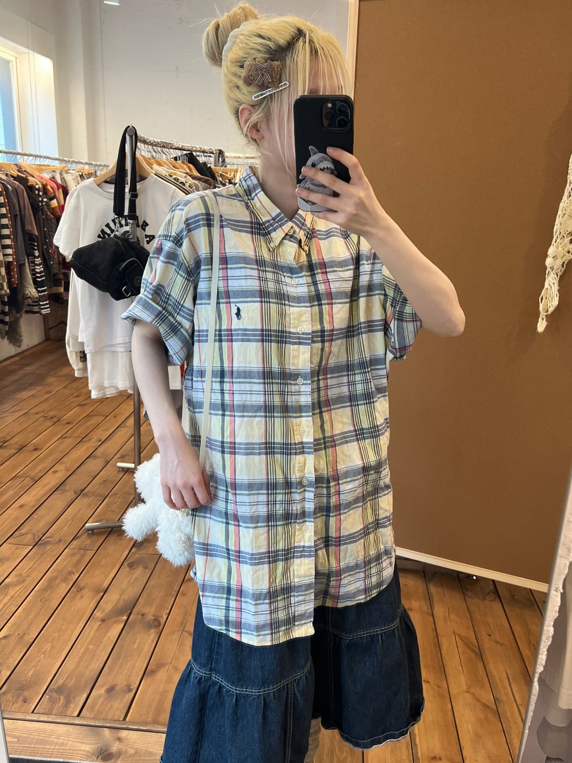 폴로 엘로우 반팔 체크 셔츠 상품이미지2