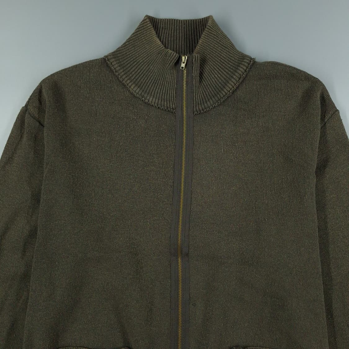 빈티지 카키 멀티포켓 올드스쿨 스트릿 하이넥 니트집업 XL 상품이미지4