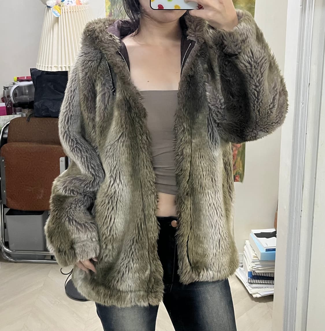 베이프 Bape 00s 투톤 카키 후드 퍼자켓 (2 way) 상품이미지1