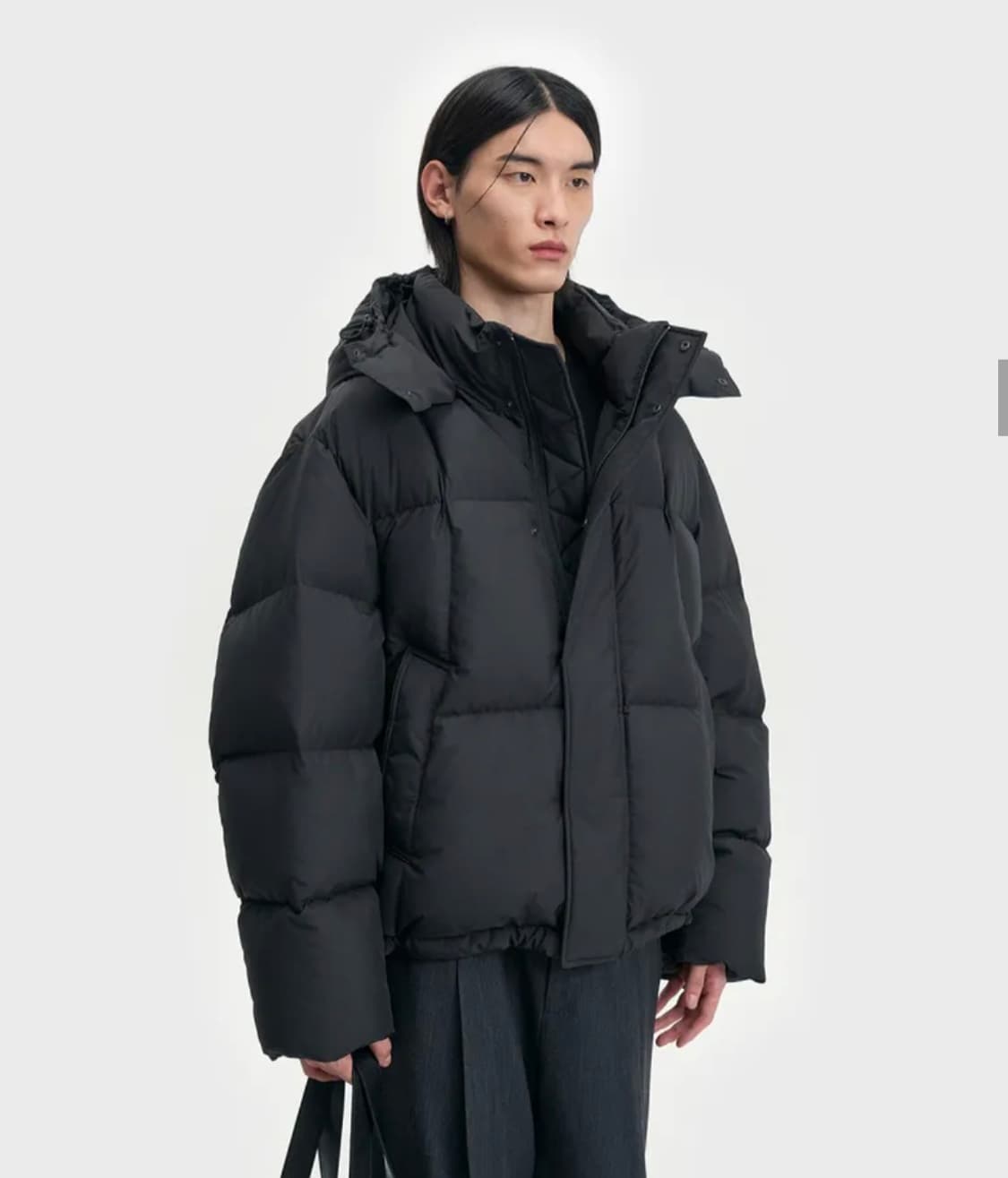 25FW 벨리에 크로스라인 후디스 구스다운 블랙 상품이미지1