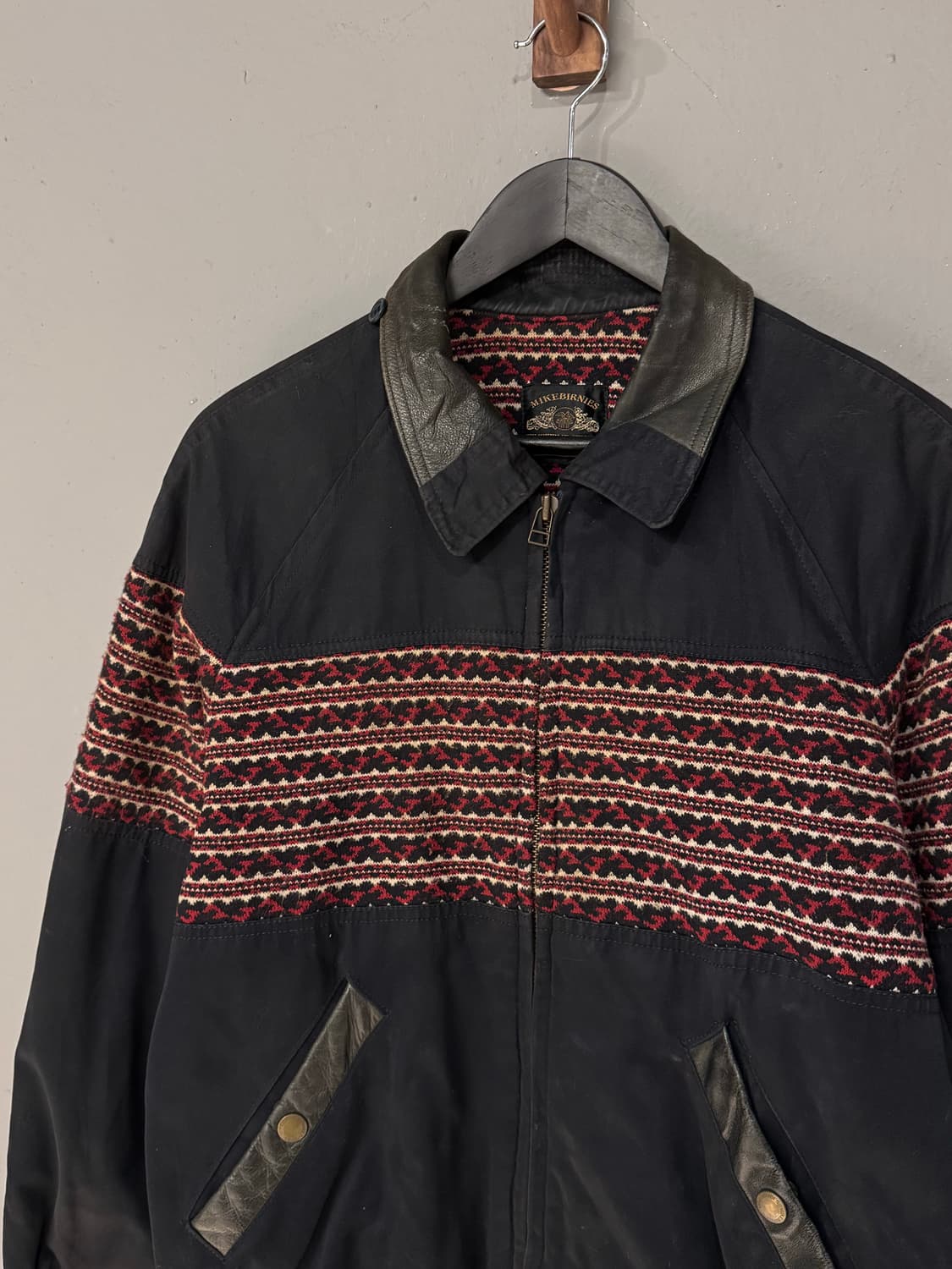 90s 마이크버니즈 에스닉 레더 봄버자켓 상품이미지2