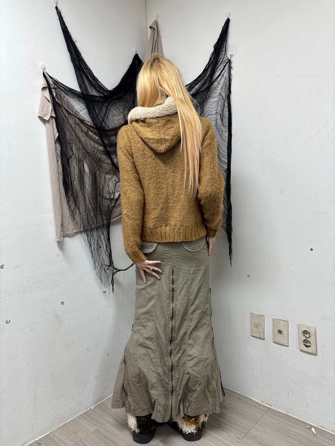 Brown Knit Hoodie Cardigan 상품이미지3