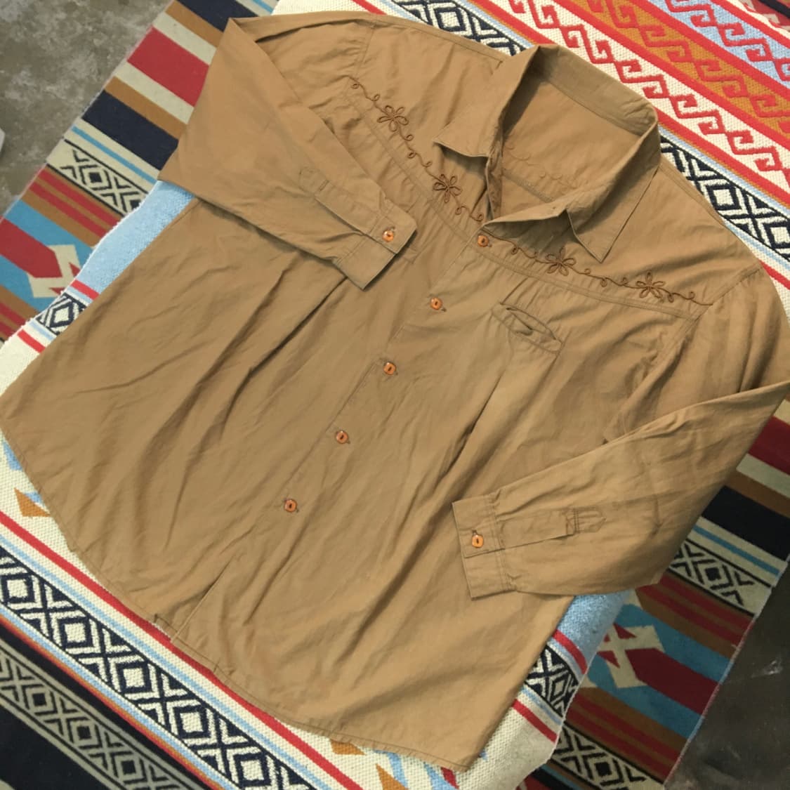 VTG 빈티지 브라운 코튼 웨스턴 셔츠 여성 프리사이즈 상품이미지2