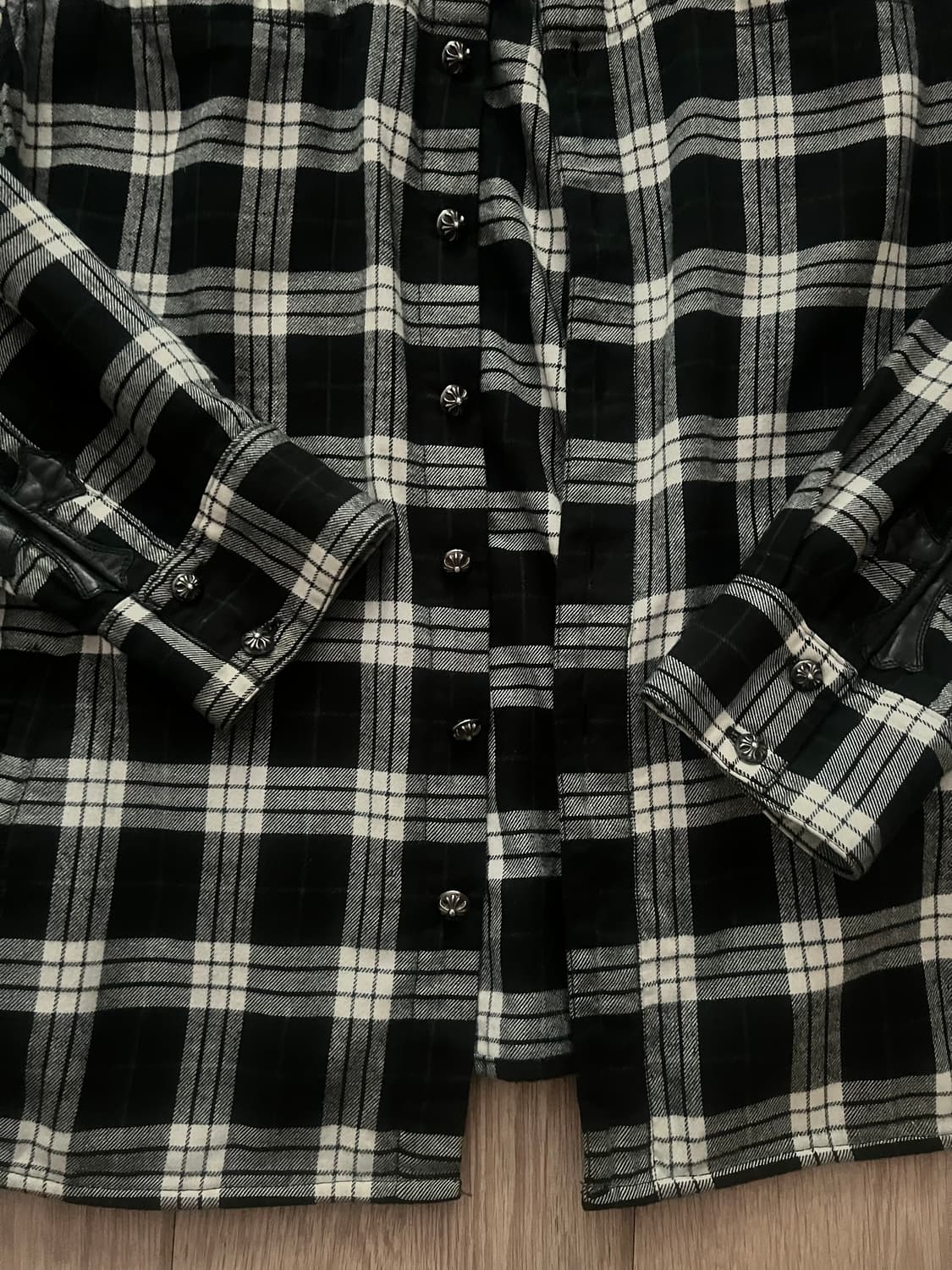 교신가능)크롬하츠 패치 12버튼 체크 셔츠 상품이미지4