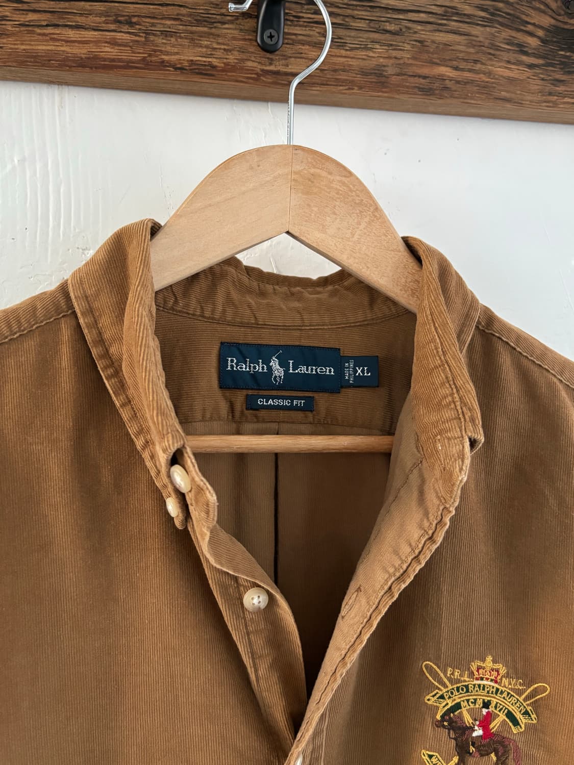 Polo 폴로 랄프로렌 브라운 엠브로이드 코듀로이 셔츠 상품이미지5