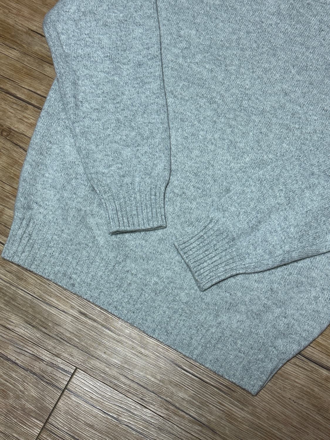 유니온블루 캐시미어 울 크루넥 니트 멜란지 그레이 L사이즈 판매 상품이미지3