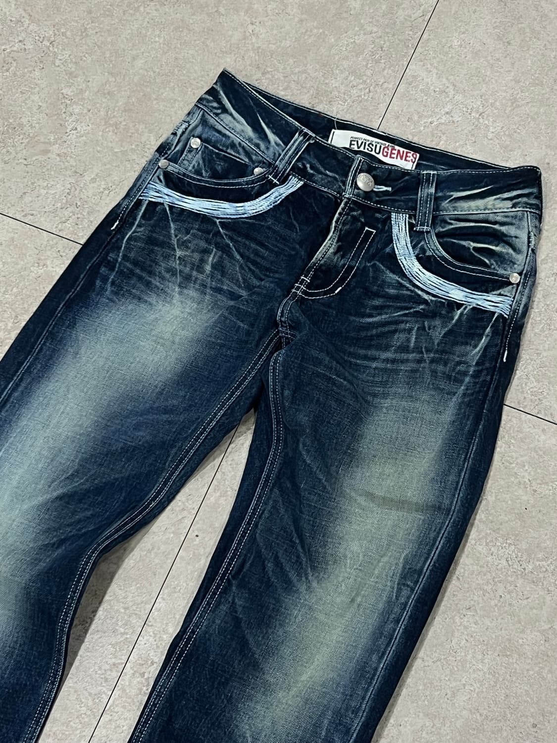 (26) 에비수 진스 워시드 스티치 데님 팬츠 상품이미지3