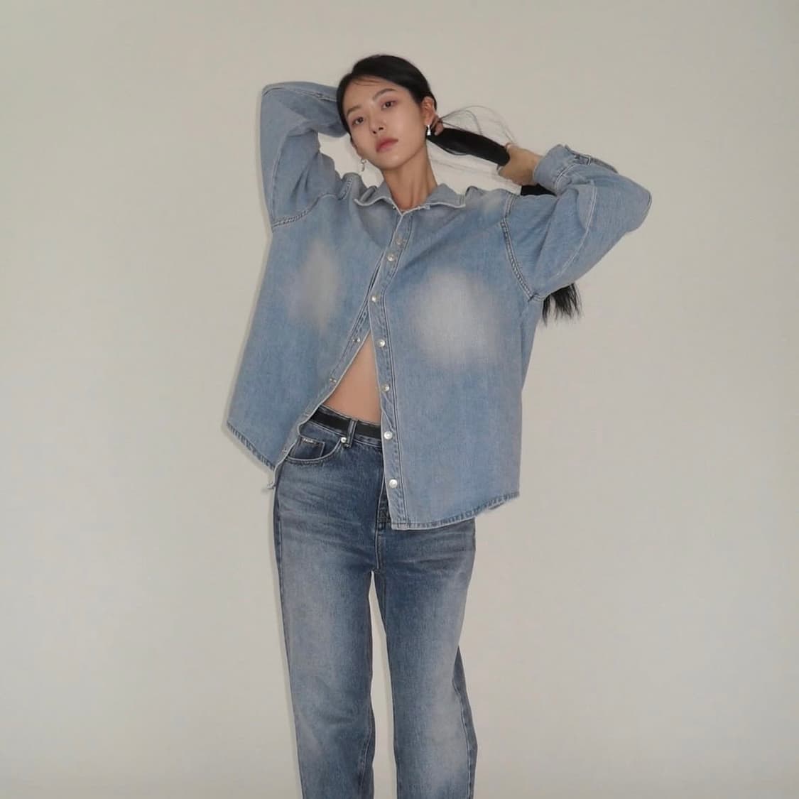 페일제이드 빈티지 데님 오버사이즈 셔츠 파인체리 상품이미지2