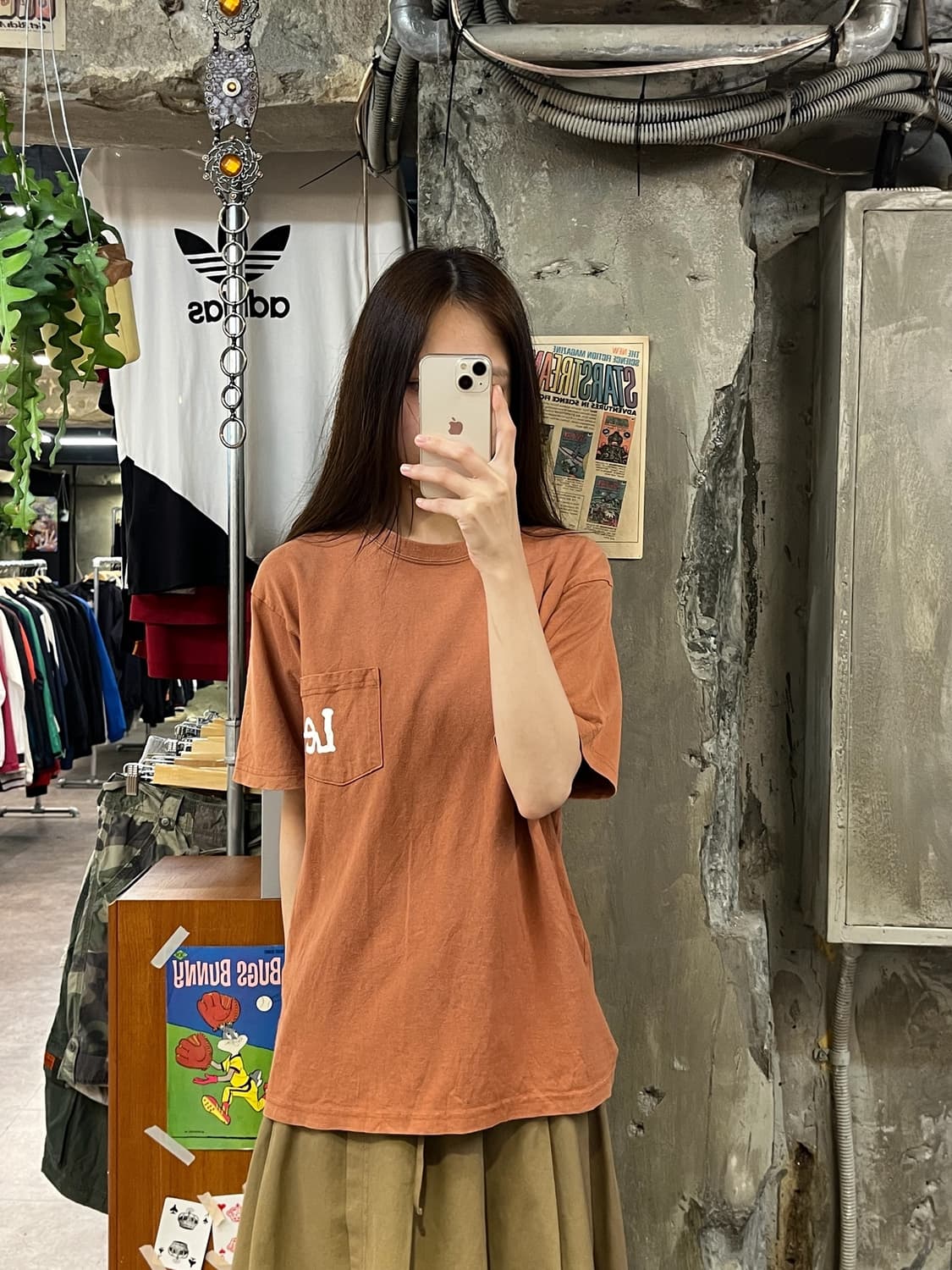 리 포켓 반팔티 오렌지브라운 S #csz631 상품이미지2
