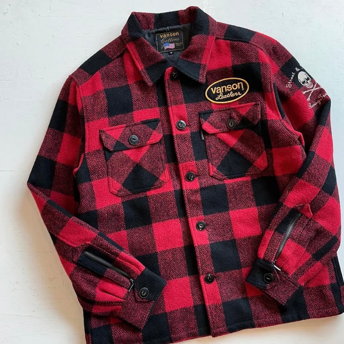 밴슨 레더 스컬 울자켓 상품이미지3