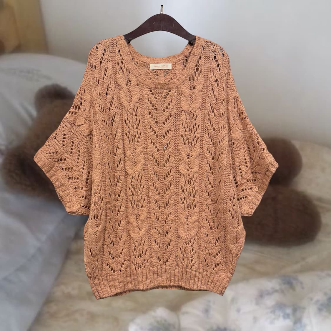 빈티지 코랄 인디핑크 모리 루즈핏 가오리 니트 상품이미지3