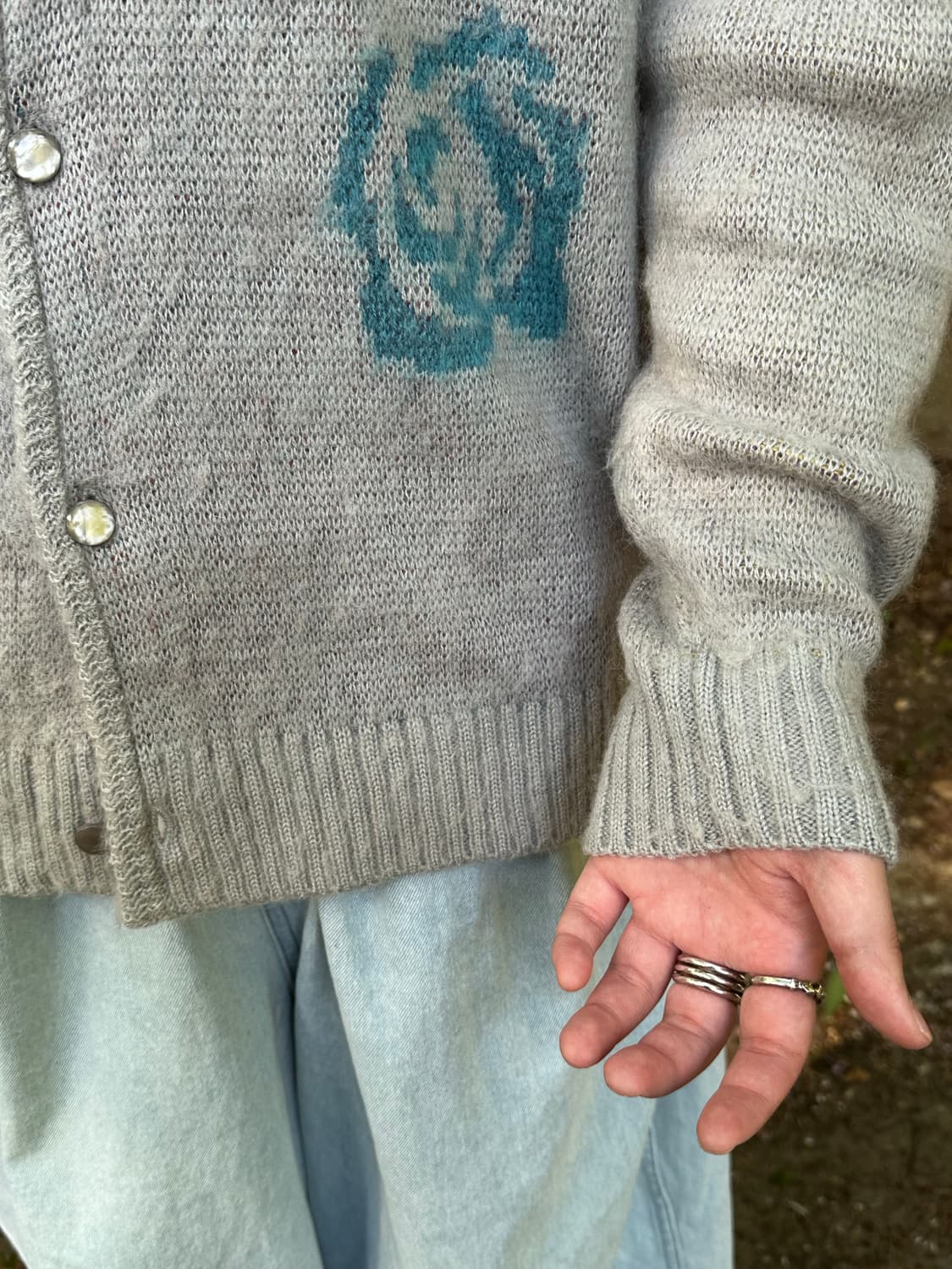 니들스 x 스튜디오스 빠삐용 모헤어 가디건 그레이 상품이미지3