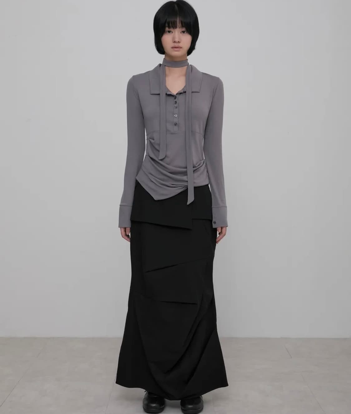 플레어업 Asymmetrical Draped Shirt (FL-186_G 상품이미지2