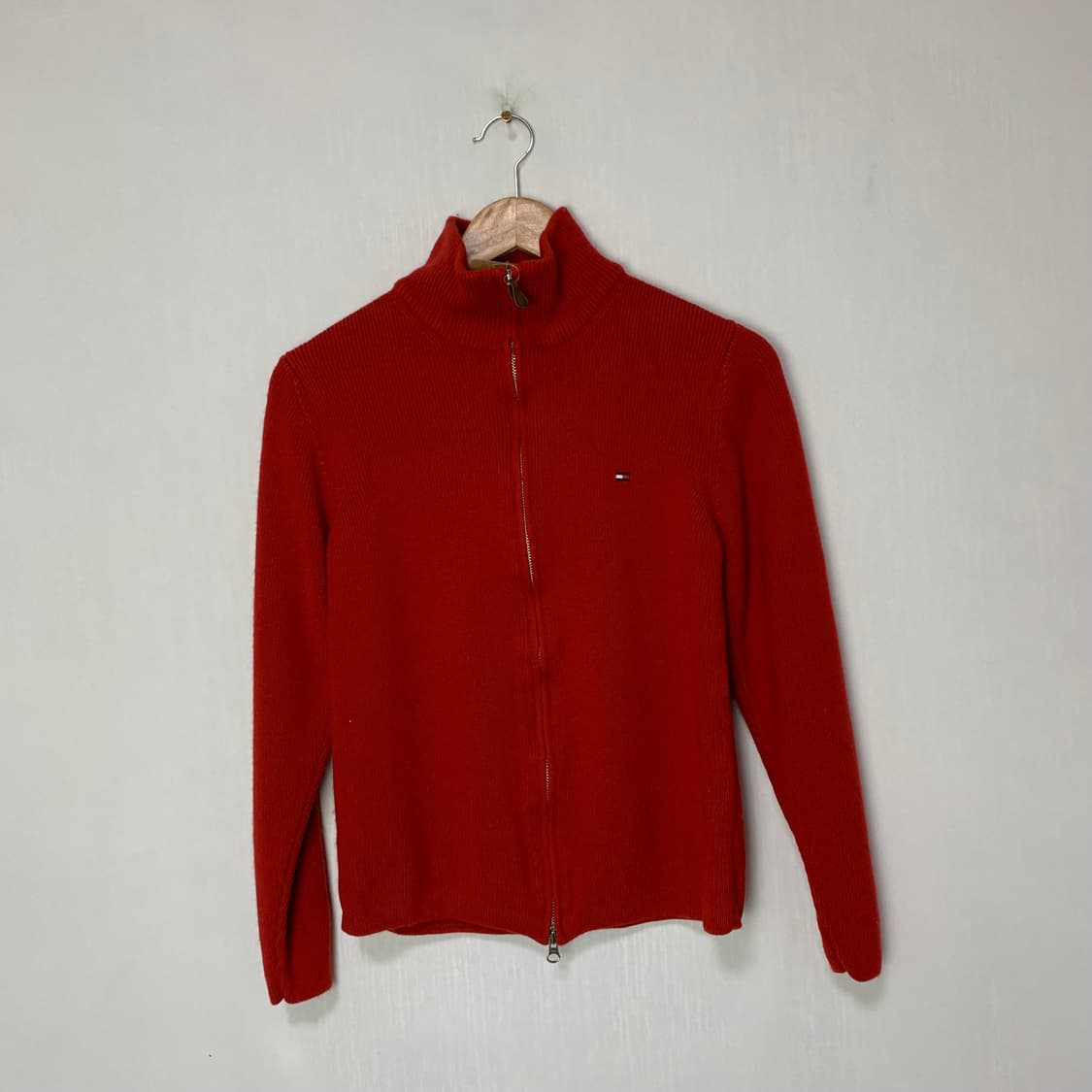 타미힐피거 레드 니트 집업 가디건 S 빈티지 여성 상품이미지1