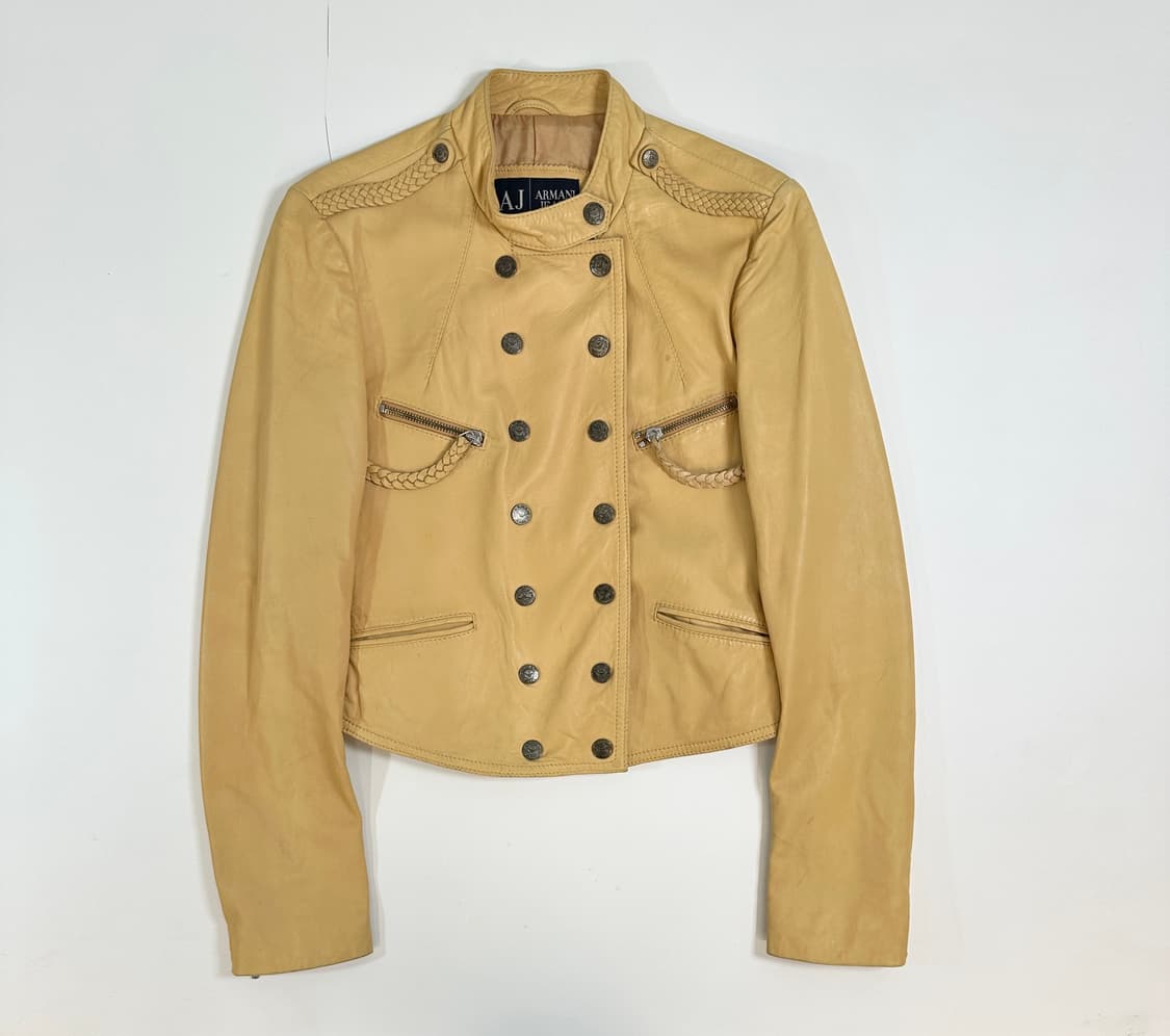 Armani Jeans 00s 슬림 에폴렛 더블 가죽자켓 (44/55) 상품이미지2