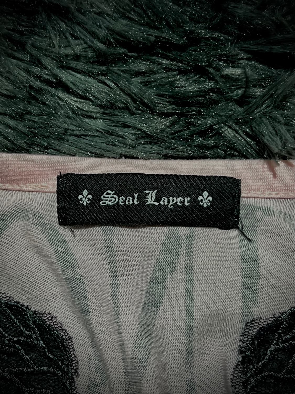 Seal Layer 고딕 레터링 백 날개 시스루 핑크 반팔 티셔츠 상품이미지9